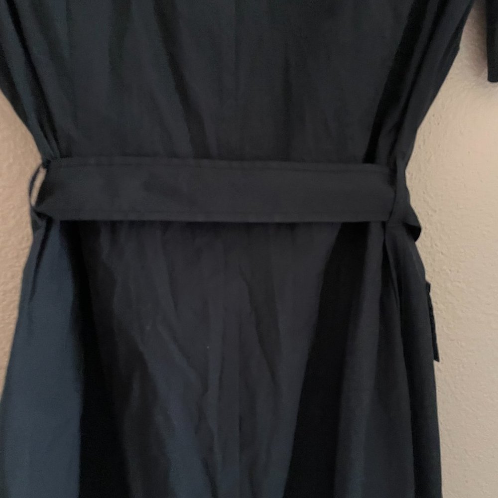 PENDLETON BLACK COTTON BLEND BELTED, COLLARED, V-NECK BUTTON-DOWN S/S SHIRTDRESS - Picture 8 of 8